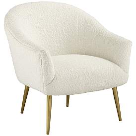 Image3 of Lina White Sheep Accent Chair with Gold Legs
