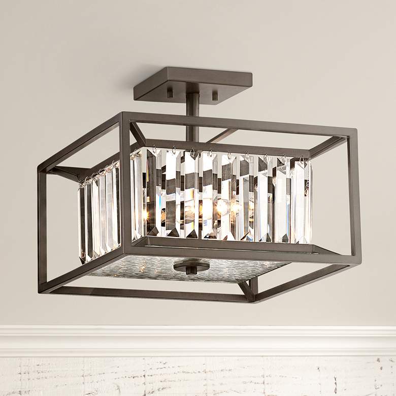 Image 1 Linares 14" Wide Vintage Bronze Ceiling Light