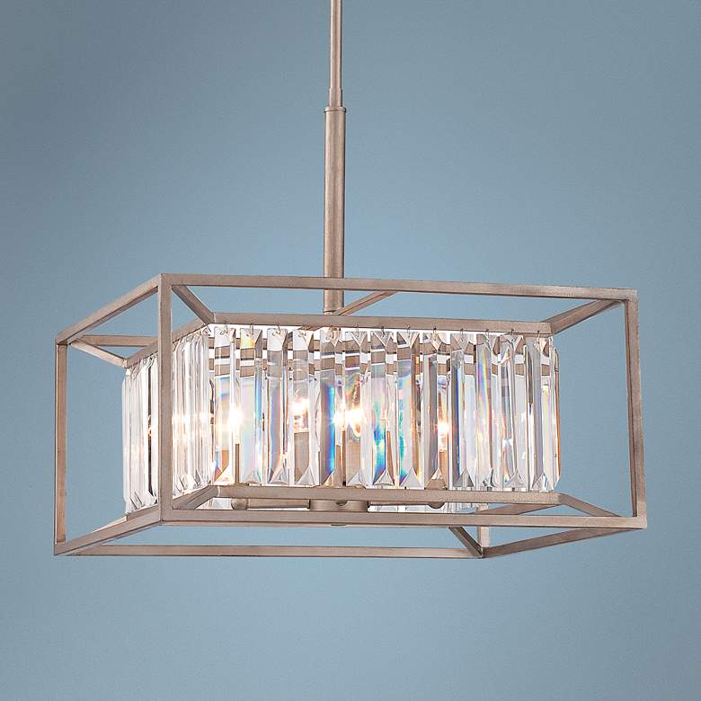 Image 1 Linares 19 inch Wide Aged Platinum 4-Light Pendant