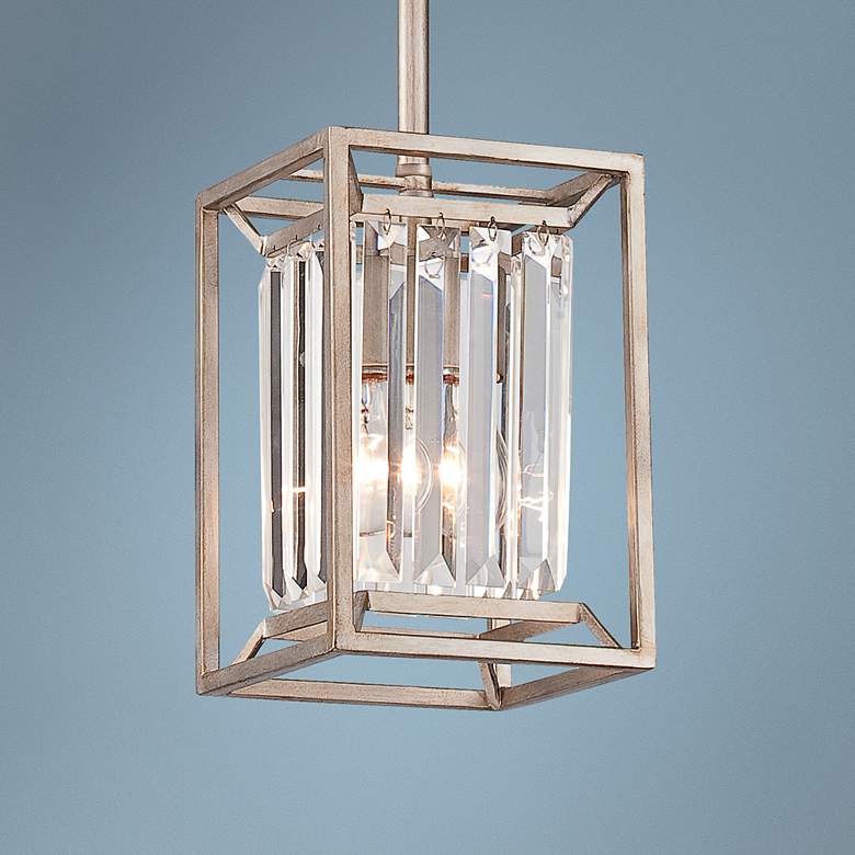 Image 1 Linares 6 1/2" Wide Aged Platinum Mini-Pendant Light