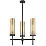 Lincoln 12"W 3 Light Matte Black Stem Hung Pendant With Mercury Shade