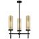 Lincoln 12"W 3 Light Matte Black Stem Hung Pendant With Mercury Shade