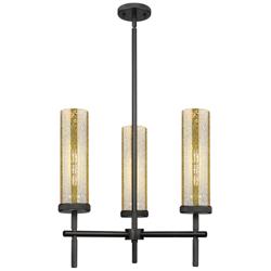 Lincoln 12"W 3 Light Matte Black Stem Hung Pendant With Mercury Shade