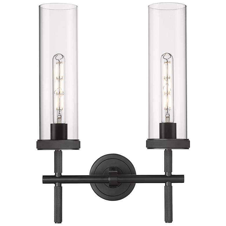 Image 1 Lincoln 19 1/2" High Matte Black 2-Light Wall Sconce