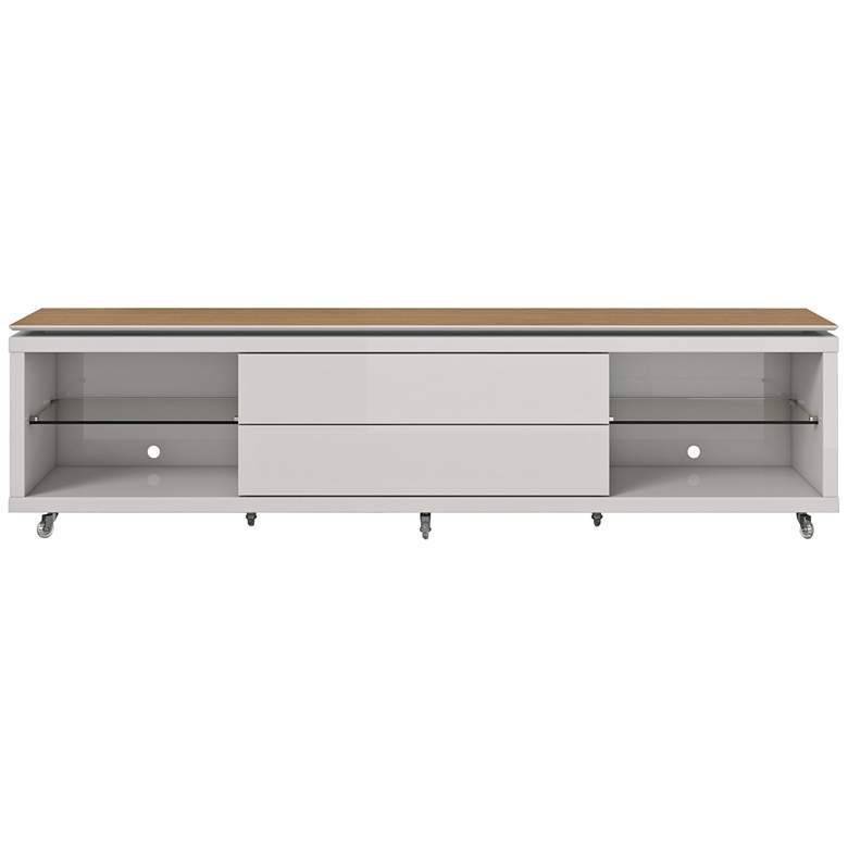 Image 1 Lincoln 2.2 Off-White 2-Drawer TV Stand with Silicon Casters