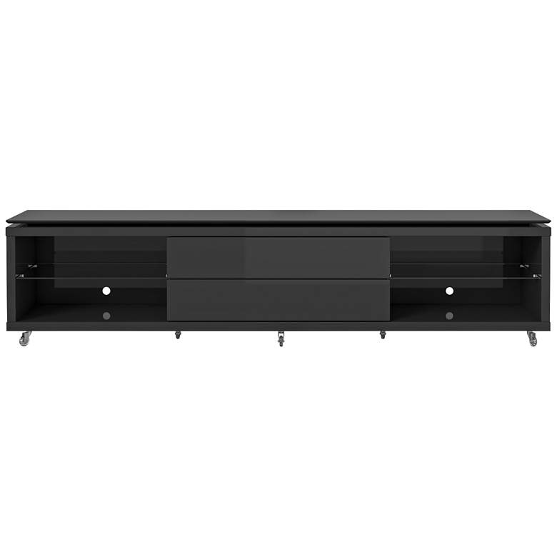 Image 1 Lincoln 2.4 Black 2-Drawer TV Stand with Silicon Casters