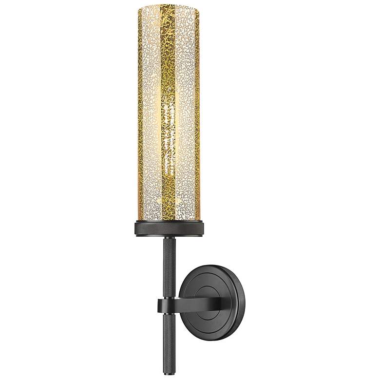 Image 1 Lincoln 20.75" High Matte Black Wall Sconce With Mercury Shade