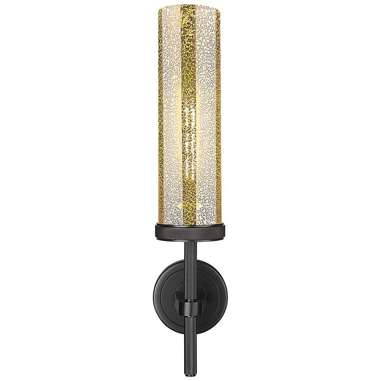 Image 2 Lincoln 20.75" High Matte Black Wall Sconce With Mercury Shade more views
