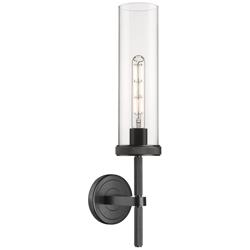 Lincoln 20.75&quot; High Matte Black Sconce With Clear Shade