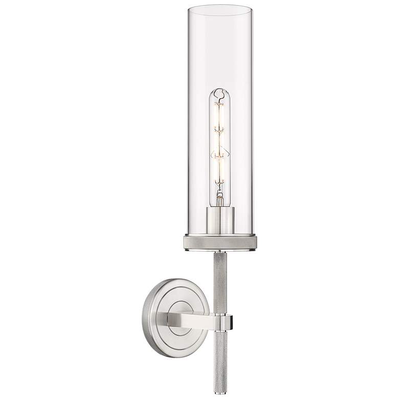 Image 1 Lincoln 20.75 inch High Satin Nickel Sconce With Clear Shade