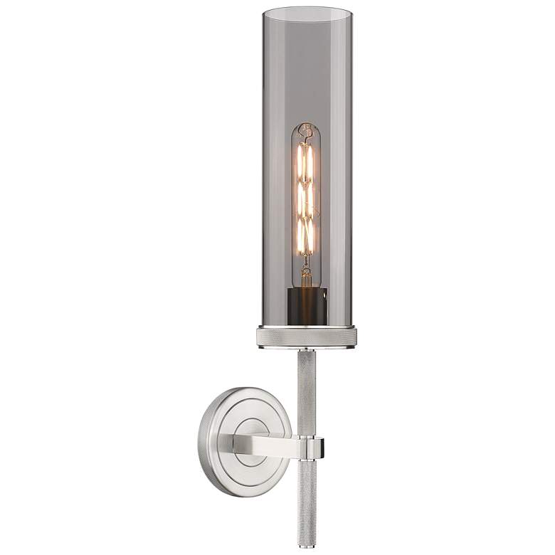 Image 1 Lincoln 20.75" High Satin Nickel Sconce With Smoke Shade