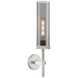 Lincoln 20.75&quot; High Satin Nickel Sconce With Smoke Shade