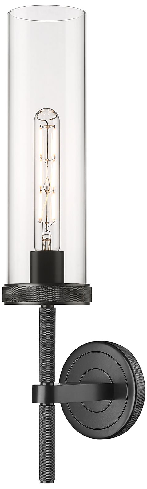 Lincoln 20 3/4" High Matte Black Wall Sconce w/ Clear Glass