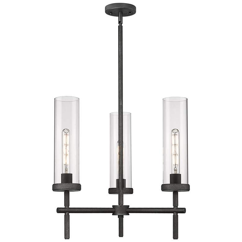 Image 1 Lincoln 21.25" Wide 3 Light Stem Hung Weathered Zinc Pendant W/ Clear