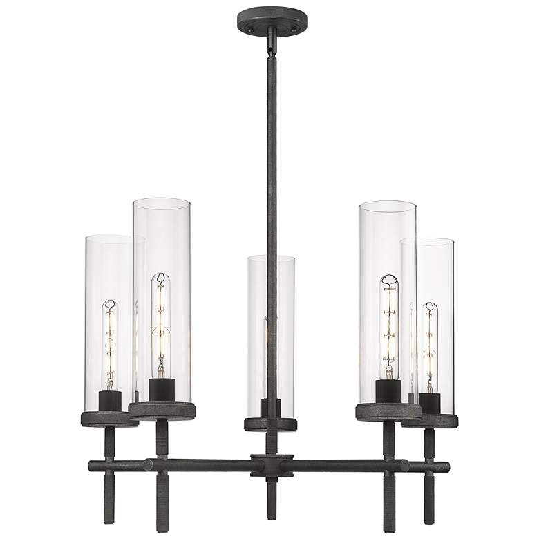 Image 1 Lincoln 26.75" Wide 5 Light Stem Hung Zinc Chandelier w/ Clear Shade