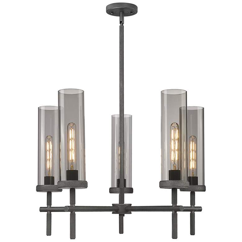 Image 1 Lincoln 26.75" Wide 5 Light Stem Hung Zinc Chandelier w/ Smoke Shade