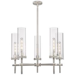 Lincoln 26.75&quot; Wide 5 Light Stemmed Satin Nickel Chandelier w/ Clear S