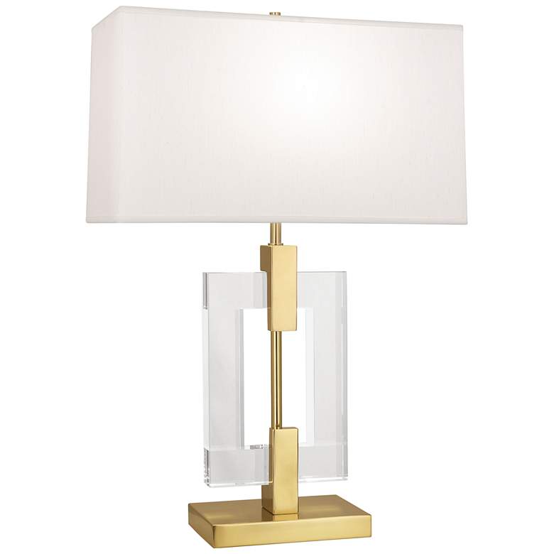 Image 2 Lincoln 29" Brass Metal and Crystal Table Lamp with Pearl Shade