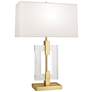 2_Lincoln 29" Brass Metal and Crystal Table Lamp with Pearl Shade