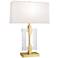Lincoln 29" Brass Metal and Crystal Table Lamp with Pearl Shade