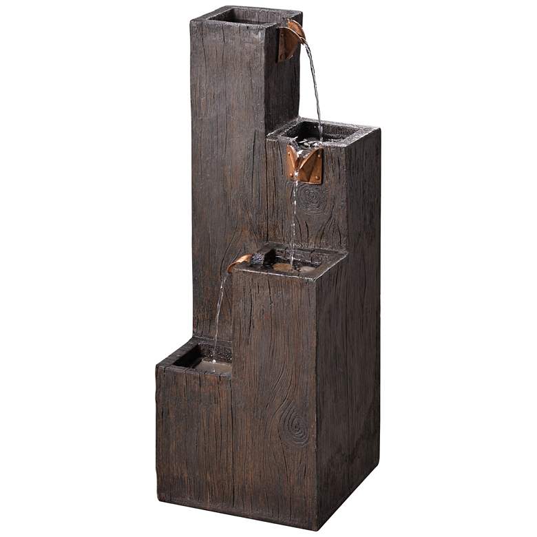 Image 2 Lincoln 34" High Wood Grain Rustic Modern Fountain