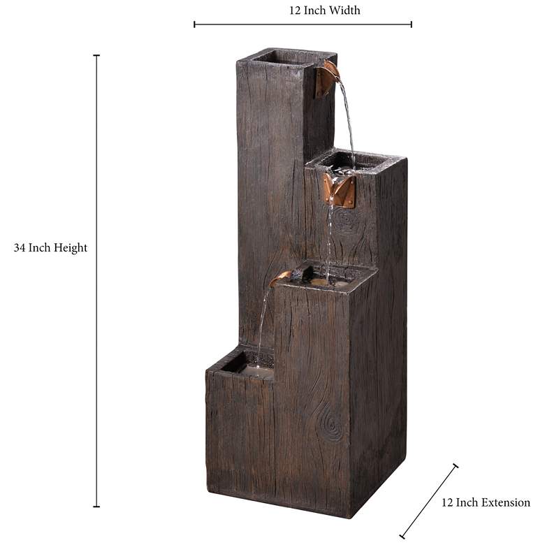 Image 3 Lincoln 34" High Wood Grain Rustic Modern Fountain more views