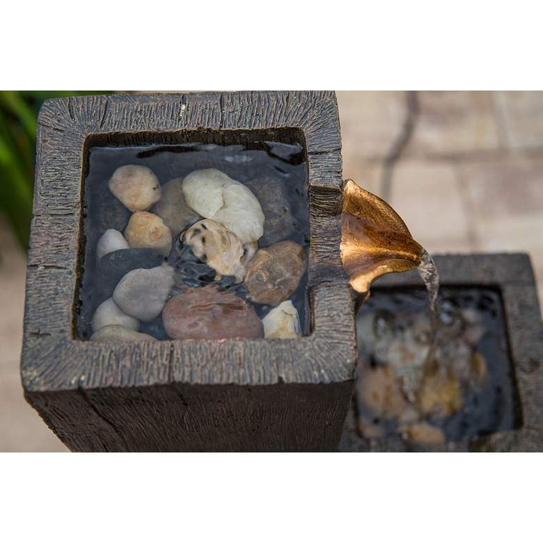 Image 5 Lincoln 34" High Wood Grain Rustic Modern Fountain more views