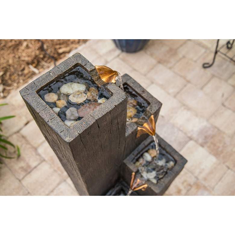 Image 6 Lincoln 34" High Wood Grain Rustic Modern Fountain more views