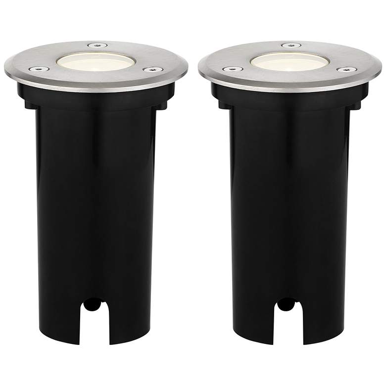 Image 1 Lincoln 4 1/2 inch High Black LED In-Ground Lights Set of 2