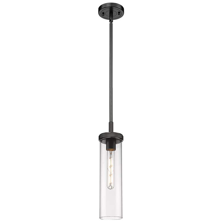 Image 1 Lincoln 4" Wide Stem Hung Matte Black Pendant With Clear Shade