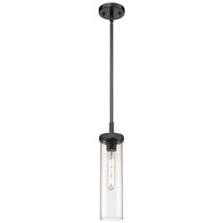 Lincoln 4&quot; Wide Stem Hung Matte Black Pendant With Clear Shade