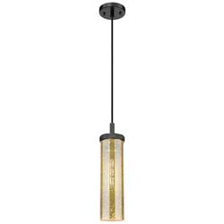 Lincoln 4" Wide Matte Black Cord Hung Pendant With Mercury Shade