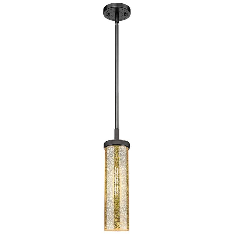 Image 1 Lincoln 4" Wide Matte Black Stem Hung Pendant With Mercury Shade
