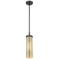 Lincoln 4" Wide Matte Black Stem Hung Pendant With Mercury Shade
