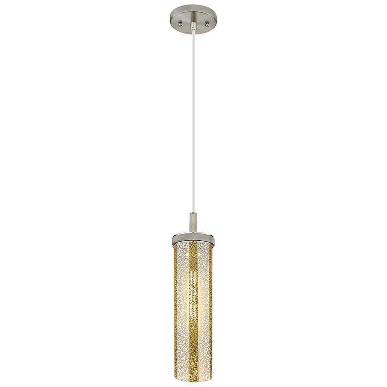 Image 1 Lincoln 4" Wide Satin Nickel Cord Hung Pendant With Mercury Shade