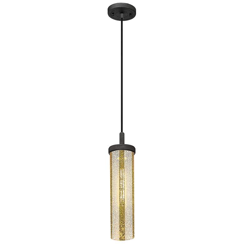 Image 1 Lincoln 4" Wide Weathered Zinc Cord Hung Pendant With Mercury Shade