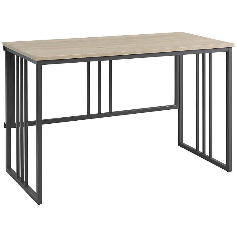 Image 2 Lincoln 48" Wide White Oak Gunmetal Rectangular Desk