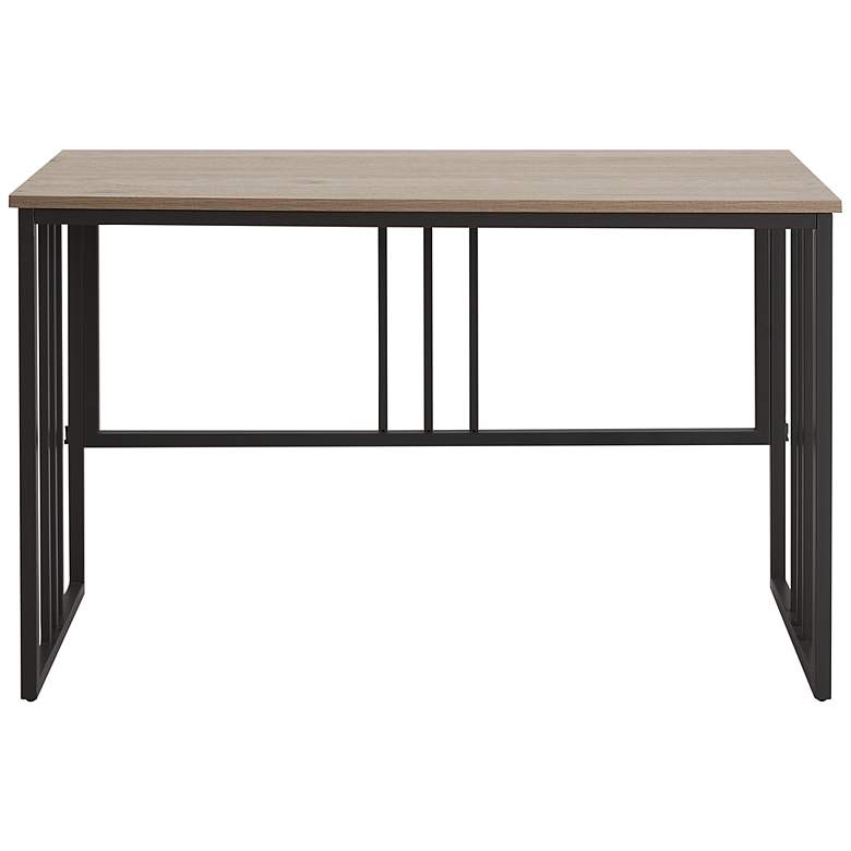 Image 7 Lincoln 48" Wide White Oak Gunmetal Rectangular Desk more views