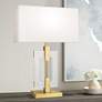 Lincoln Brass Metal and Crystal Table Lamp with Pearl Shade