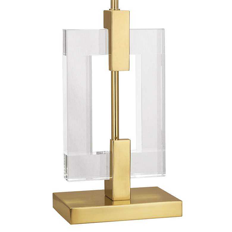 Image 4 Lincoln Brass Metal and Crystal Table Lamp with Pearl Shade more views