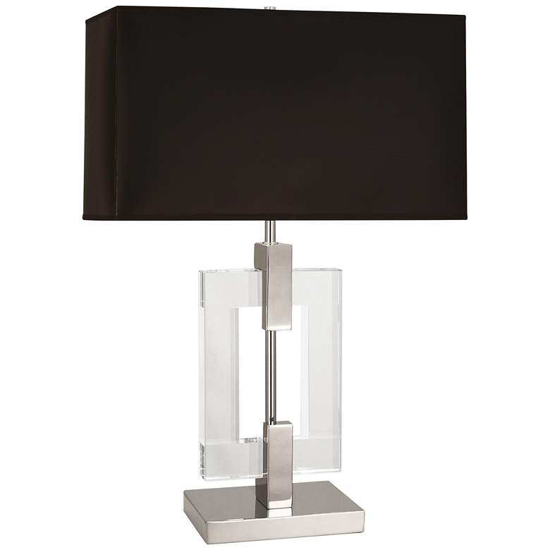 Image 2 Lincoln Polished Nickel and Crystal Modern Table Lamp with Black Shade
