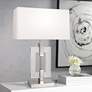 Lincoln Polished Nickel Crystal Table Lamp with Pearl Shade