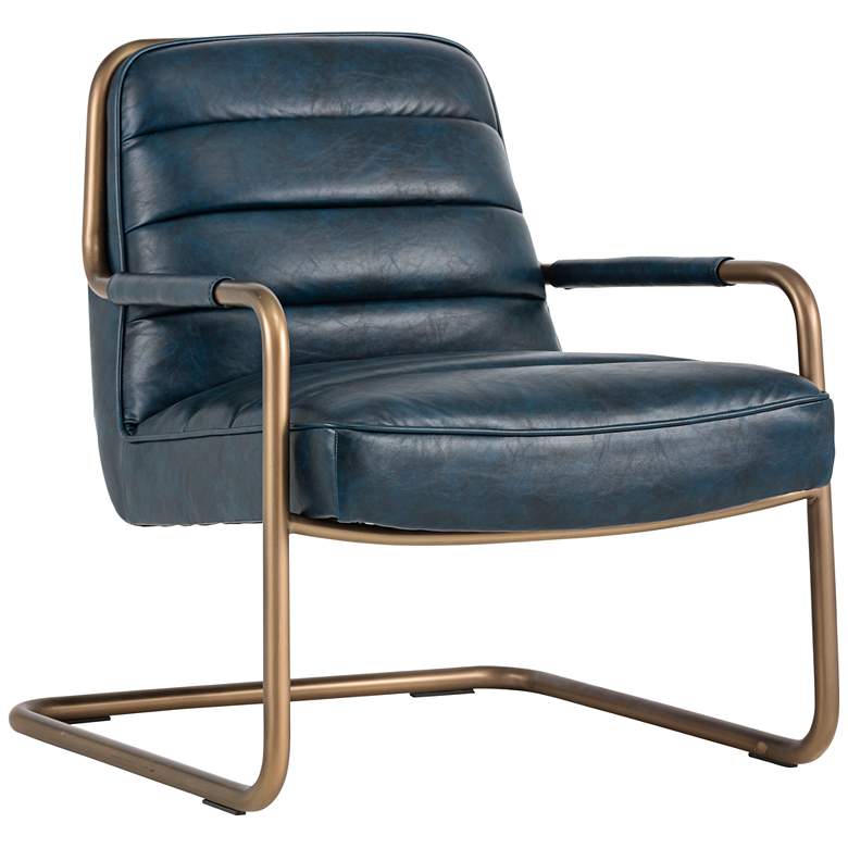 Image 1 Lincoln Vintage Blue Faux Leather Lounge Chair