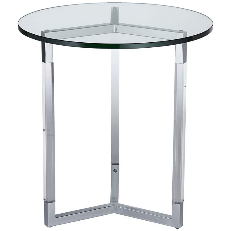 Linda 22&quot; Wide Clear Acrylic Round Modern Accent Table