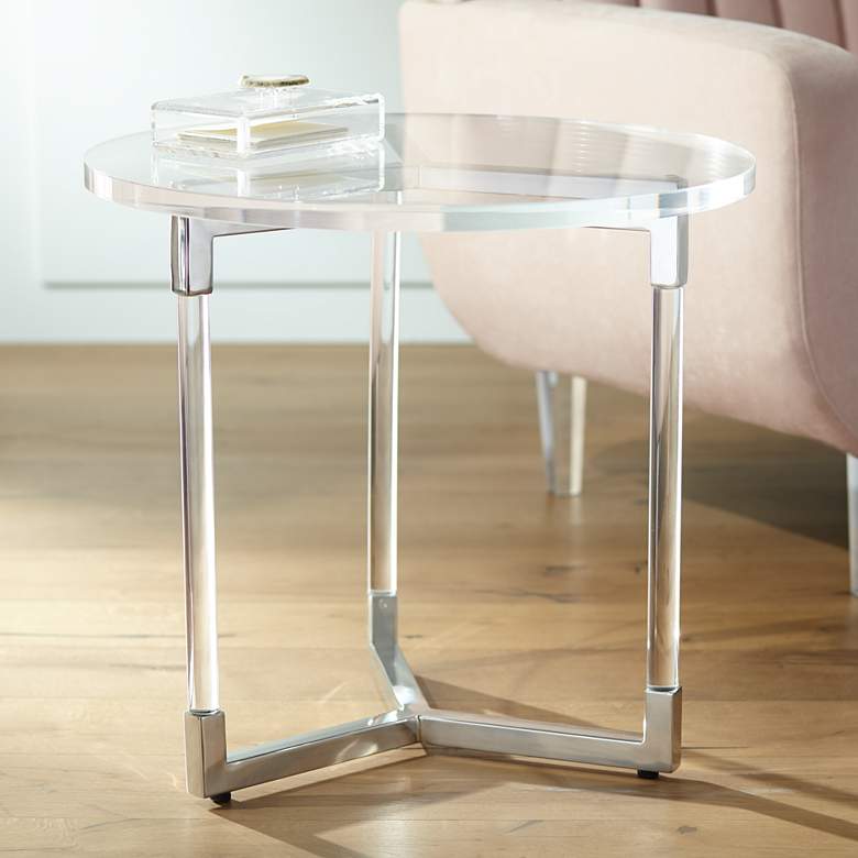 Image 1 Linda 22 inch Wide Clear Acrylic Round Modern Accent Table