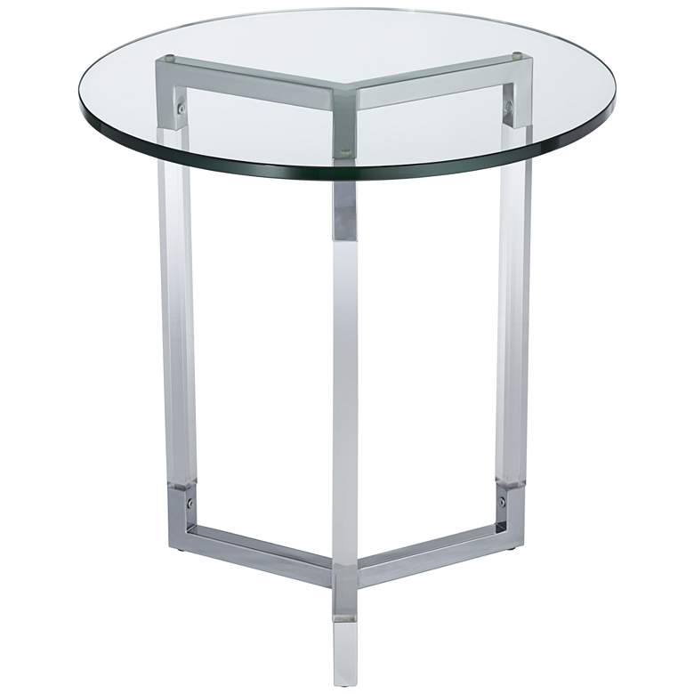 Image 3 Linda 22 inch Wide Clear Acrylic Round Modern Accent Table more views