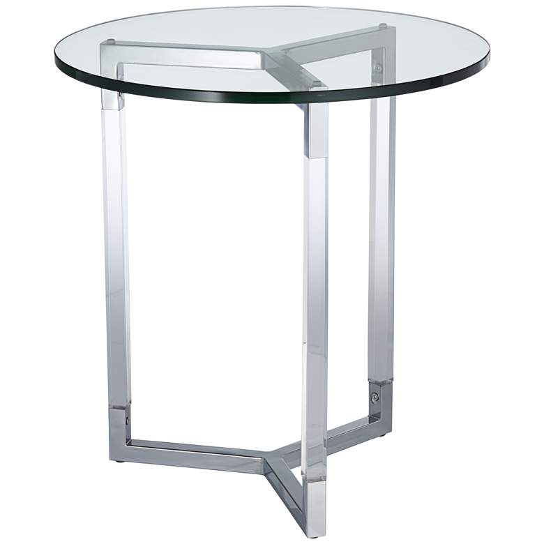 Linda 22&quot; Wide Clear Acrylic Round Modern Accent Table more views