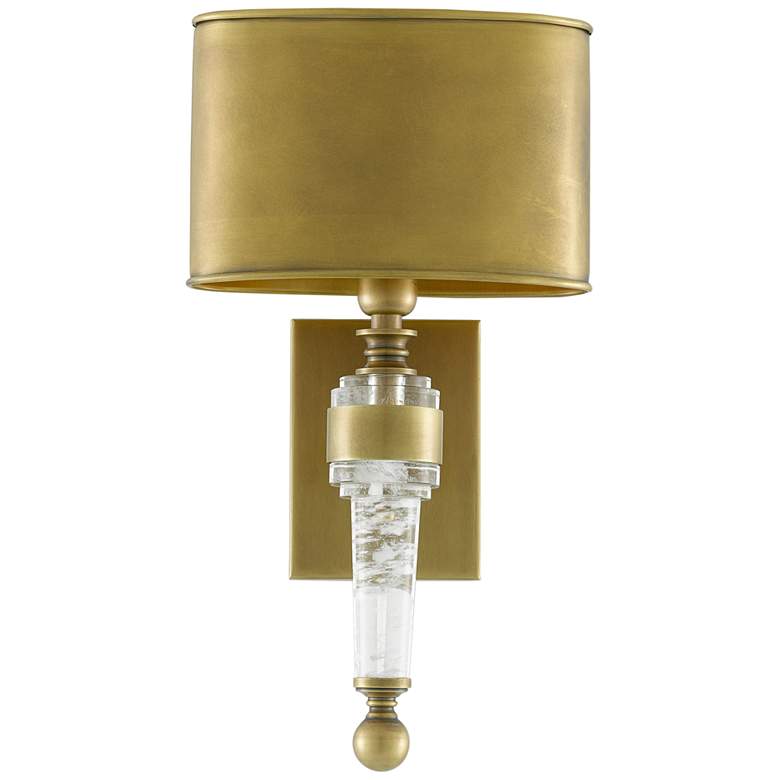 Image 1 Lindau 15 1/4 inch High Antique Brass and Crystal Wall Sconce
