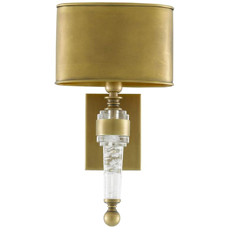 Image 1 Lindau 15 1/4" High Antique Brass and Crystal Wall Sconce