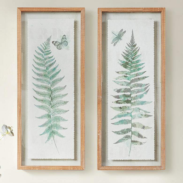 Image 1 Linden 24 1/4" High Lush Green Natural Framed Wall Art Set
